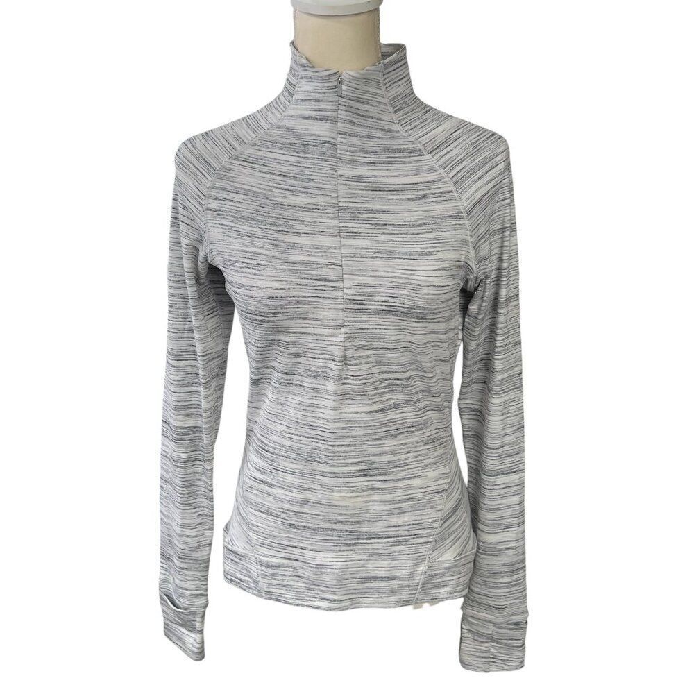 Lululemon Outrun the Elements 1/2 Zip Space Dye White Silver Spoon Size 6